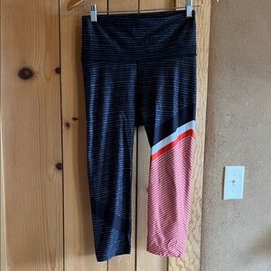 Striped Black and Red Women’s 3/4 Length Leggings
